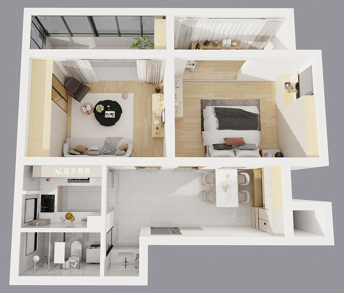 顾娟｜东白菜园57-404-63㎡-现代风格｜2室2厅1卫｜旧房装修｜定制家｜全包11